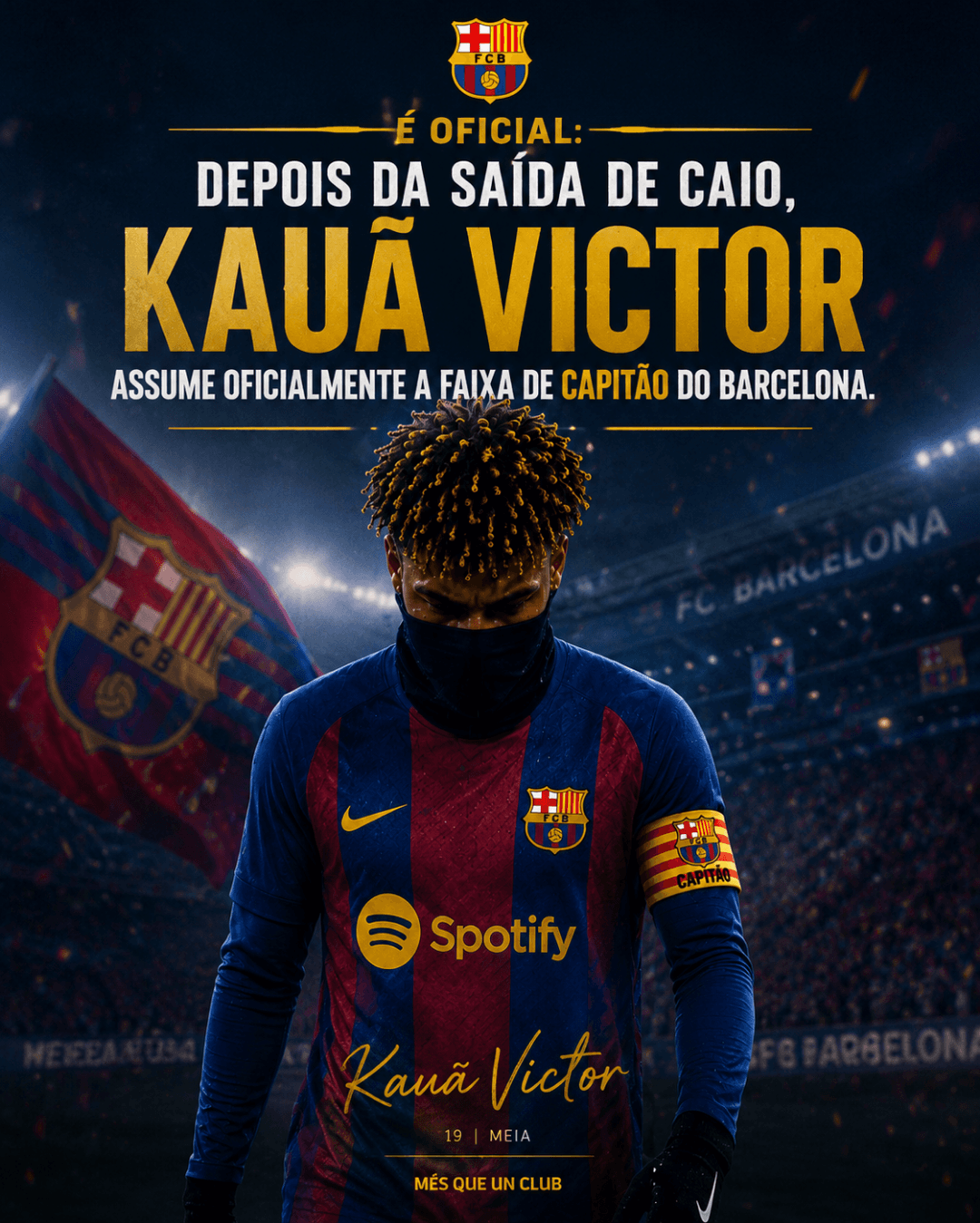 ⚠️Atenção⚠️ Kauã Victor jr é o mais novo capitão do Barça, depois da saída de Caio, ele assume a faixa de capitão, junto de Lamine e Okam…