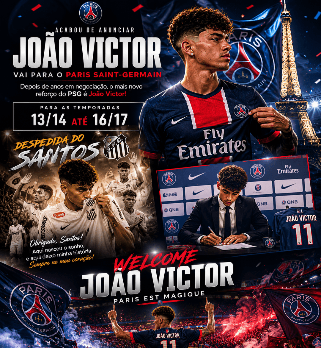 Depois de três temporadas, no clube que eu gosto como minha casa, eu saio pra fazer minha marca na Europa, pelo PSG!