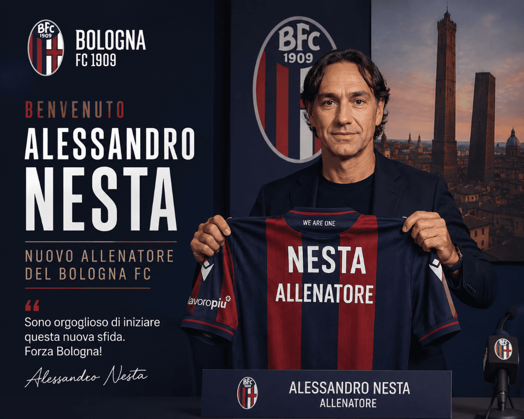 Bem Vindo ao Bologna FC Alessandro Nesta, iremos ganhar muitos títulos juntos 😁💪