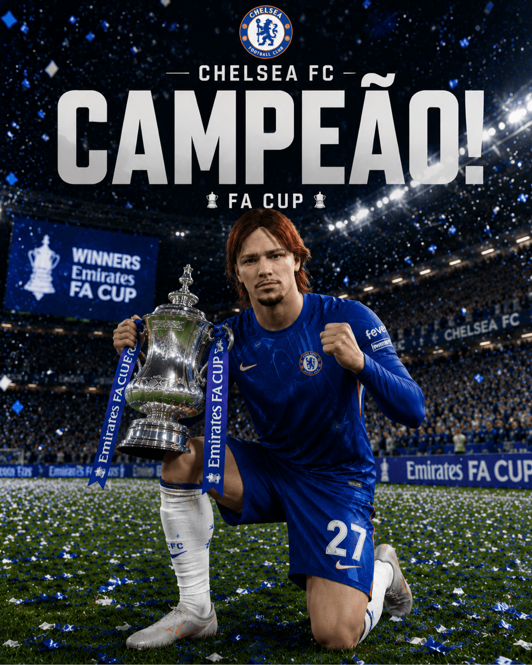 Sonhar, lutar e vencer. 🏆💙 Hoje Wembley foi nosso. Uma final inesquecível, uma torcida gigante e mais um título com essa camisa. Orgulh…