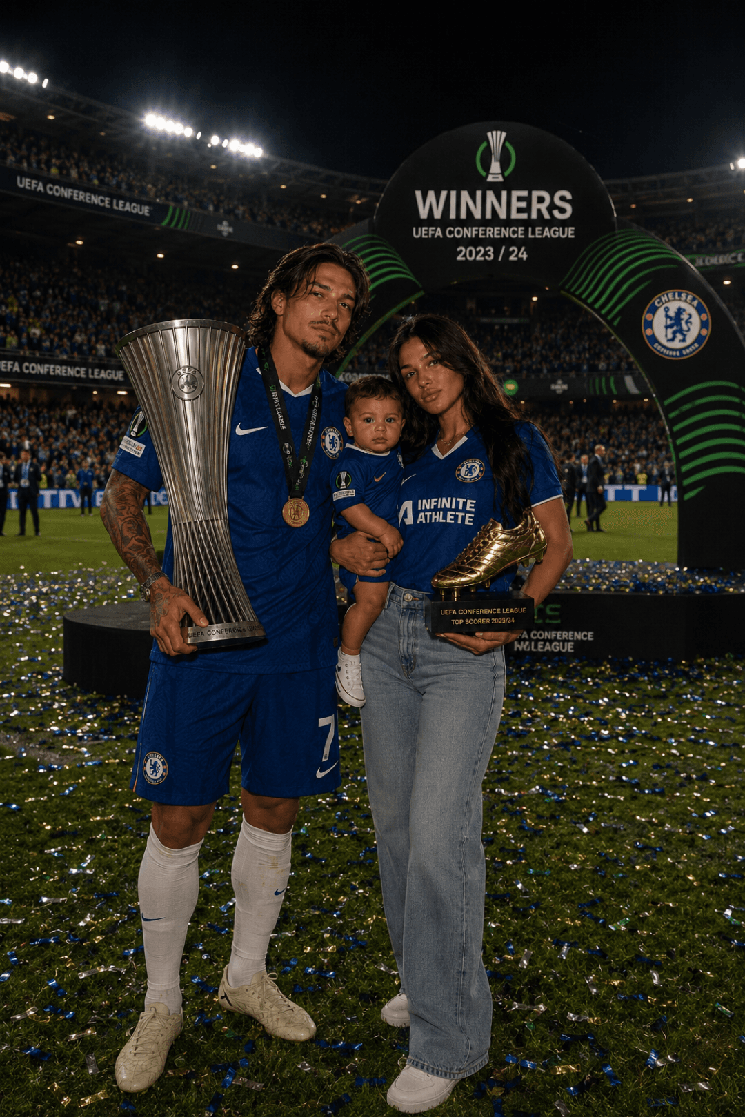 Gol do título na final da Conference League. 🏆💙 Artilheiro da competição, campeão e vivendo tudo isso ao lado da minha família. Sem ele…