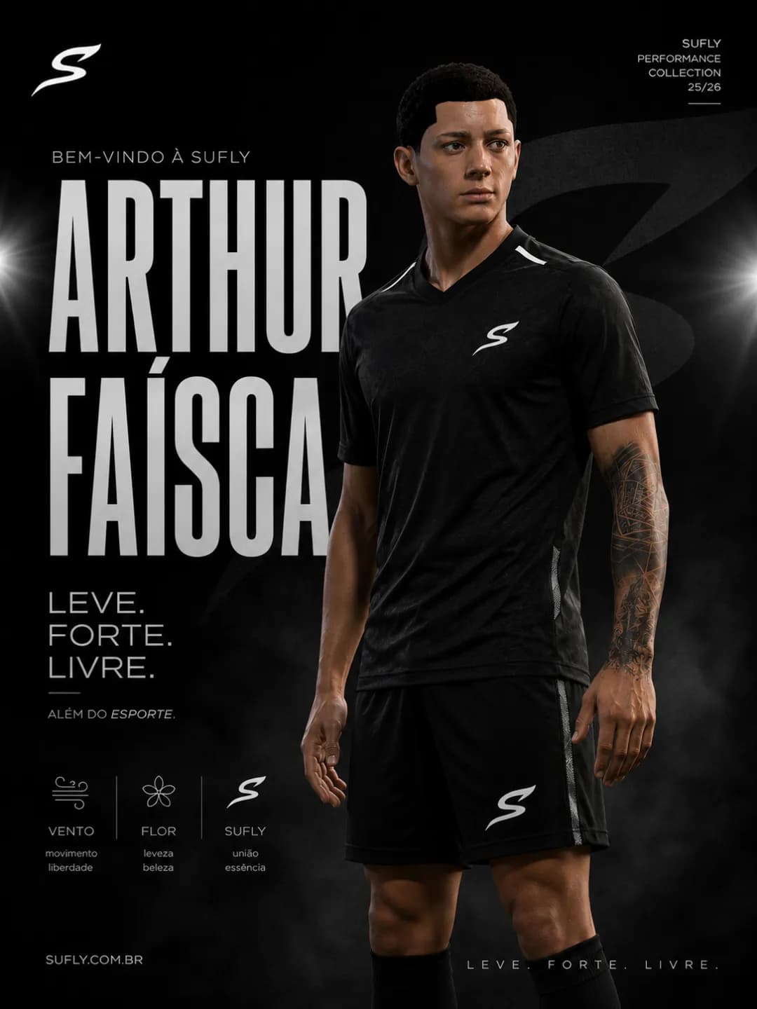 Seja bem-vindo, {@}[Arthur Faísca](6a41cd89703f3487ff54d9bd) !🖤⚡ Anunciamos a chegada de mais um talento à família SUFLY. Estamos muito …