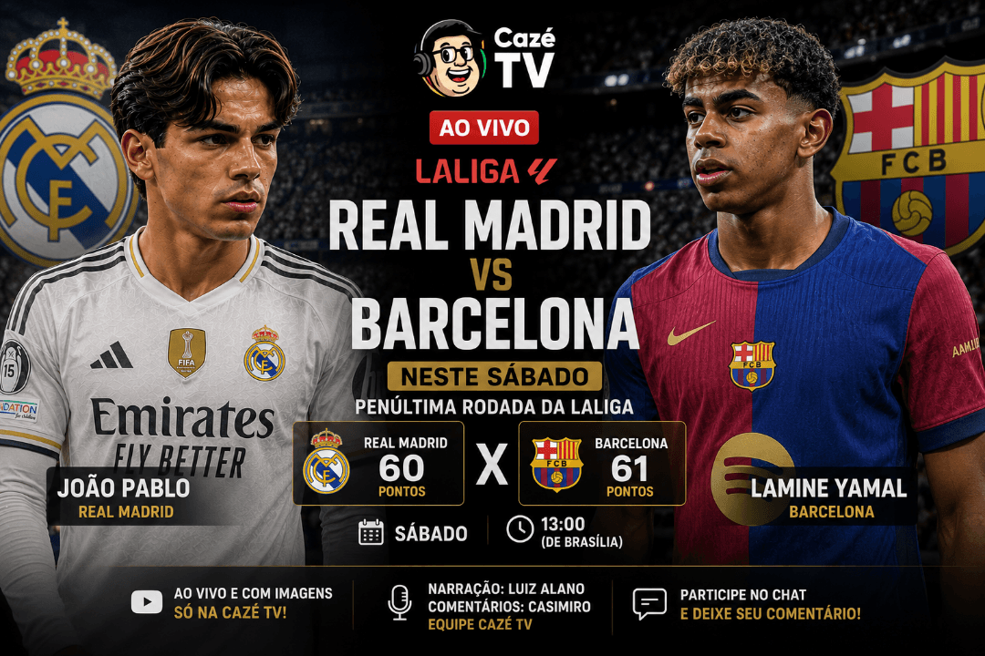 El clássico! Neste sábado pra ver quem pode levar a Lá liga, quem vai ser campeão? Hala Madrid? Ou Visca Barça?