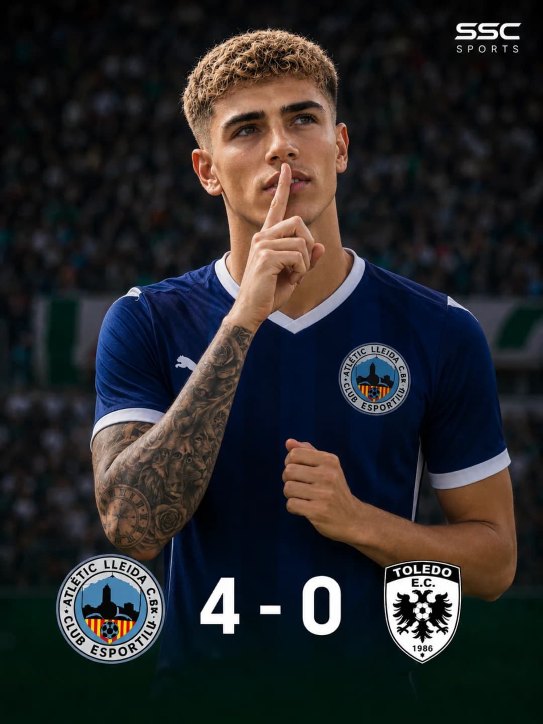 Em sua estreia pela base do Atlétic Lleida,a jovem estrela marcou 2 gols contra o toledo🚀