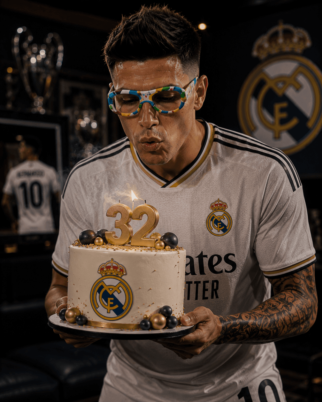 32 ANOS..... Dia de Comemorar Os meus 32 Anos de Vida! Obrigado a Comissão Técnica e todo o Elenco do Real Madrid que Preparou Isso Pra M…