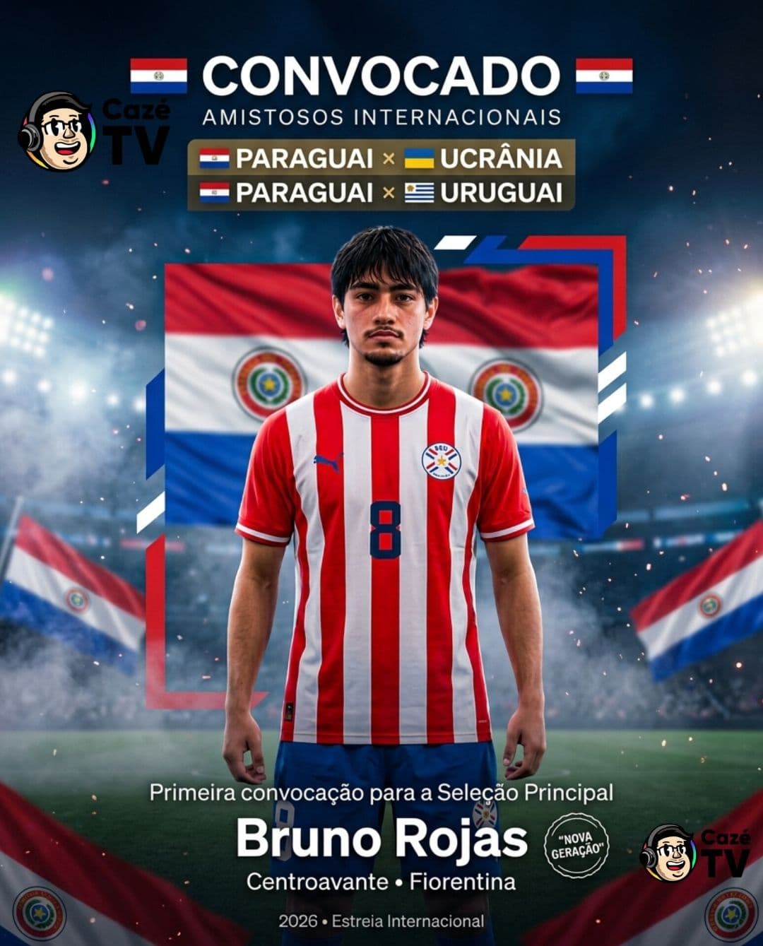 🇵🇾 CONVOCADO! Depois de brilhar com a camisa da Fiorentina, Bruno Rojas recebe sua primeira oportunidade na Seleção Principal do Paragu…
