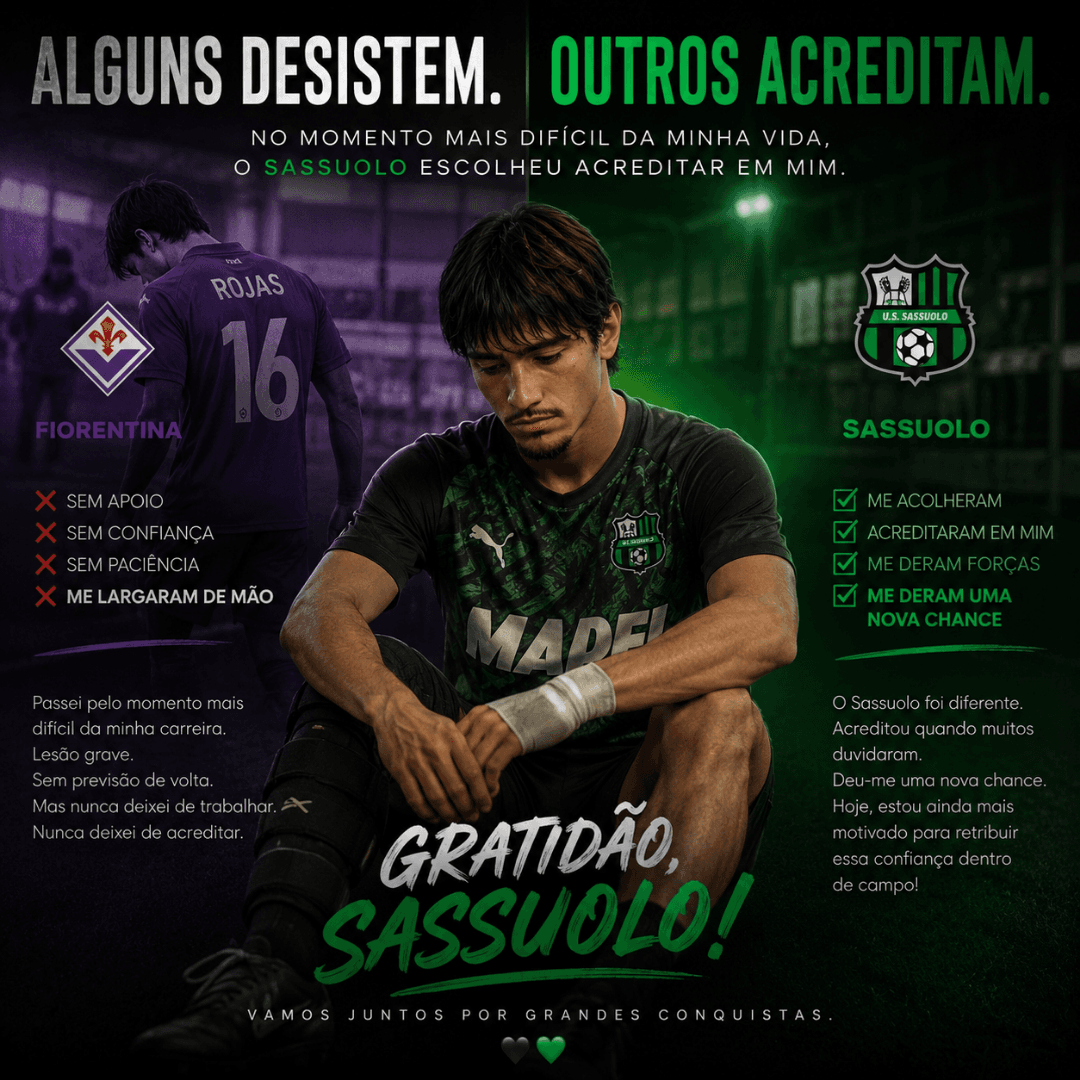Existem clubes que contratam jogadores. E existem clubes que acreditam em pessoas. Obrigado, Sassuolo, por confiar em mim no momento mais…