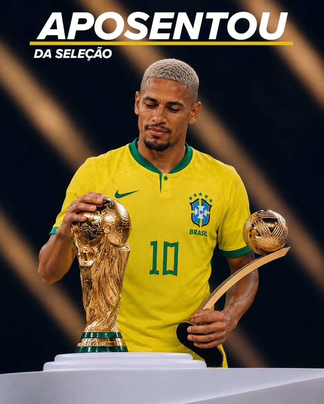 Vestir a camisa do Brasil foi a maior honra da minha carreira. Foram 2 Copas , 109 gols e memórias que levarei para sempre. Obrigado a to…