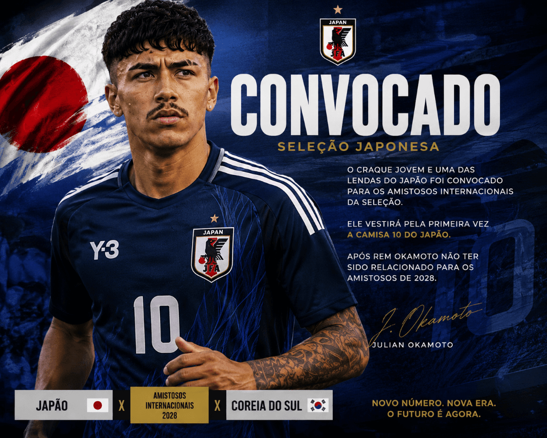 Convocado, mais eu vesti a (10) que a lenda e meu ídolo. {@}[Ren Okamoto](6a11b50fb76c1313302474e8) é um sonho realizado!!