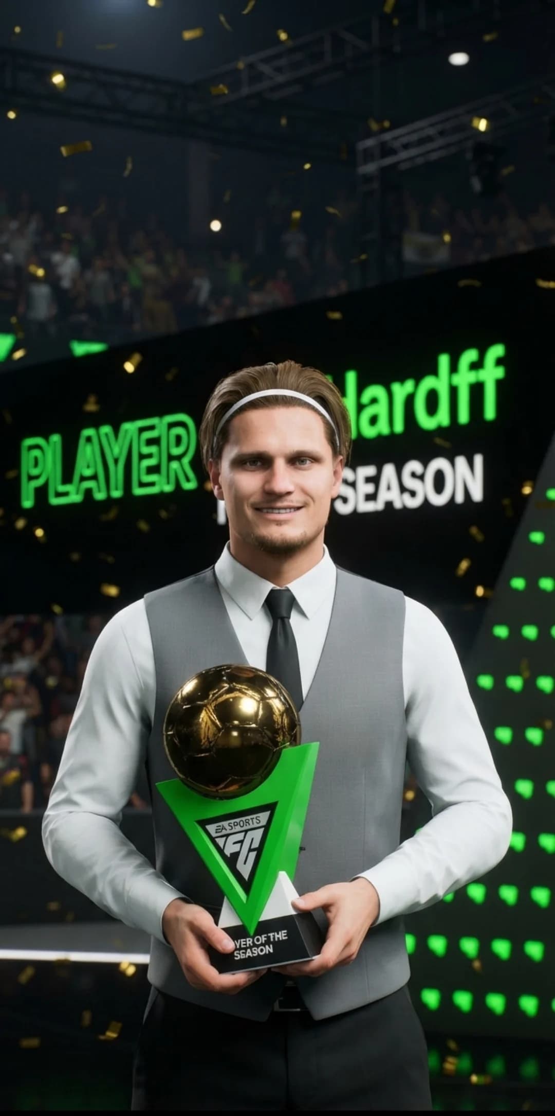 Feliz pelo prêmio de melhor jogador da temporada, espero conquistar grandes coisas pela frente, obrigado a todos🥳