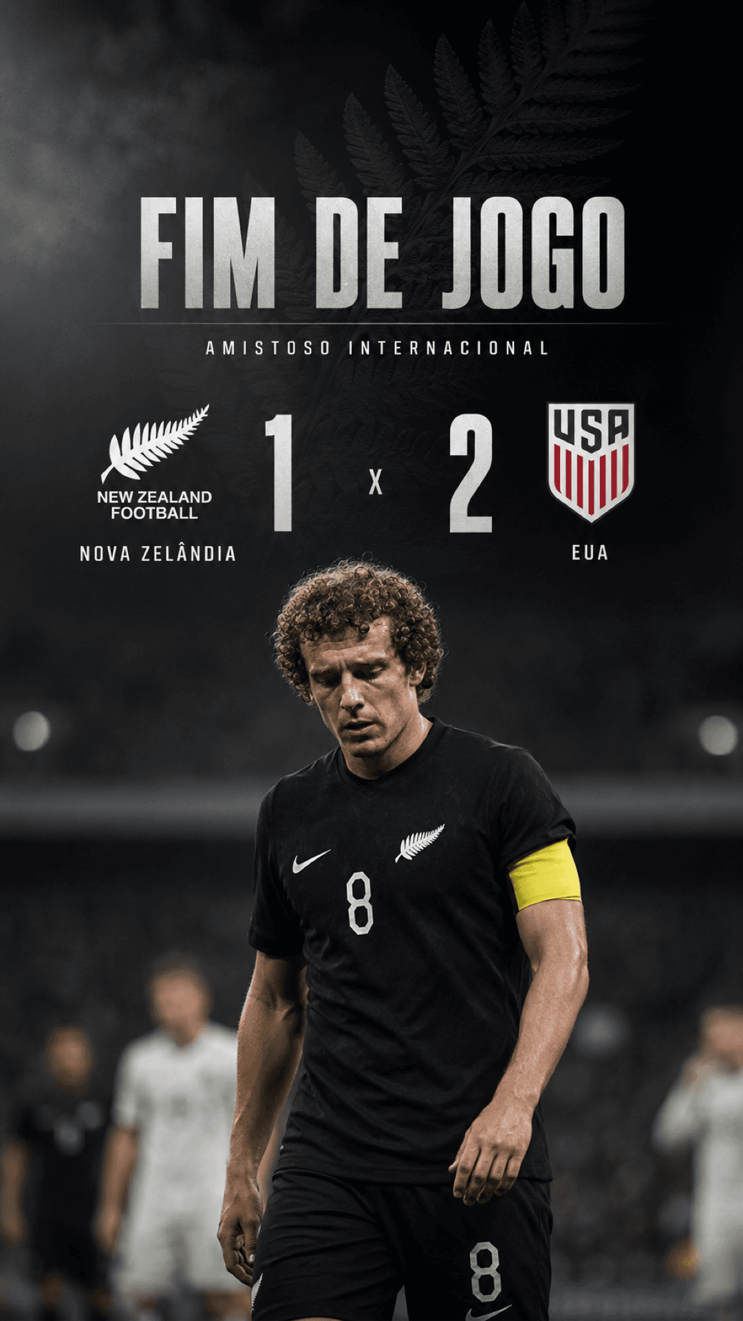 Fim de jogo nos Estados Unidos. A Nova Zelândia lutou até o fim, mas foi superada por 2 a 1 em um amistoso de alto nível. Fica o aprendiz…