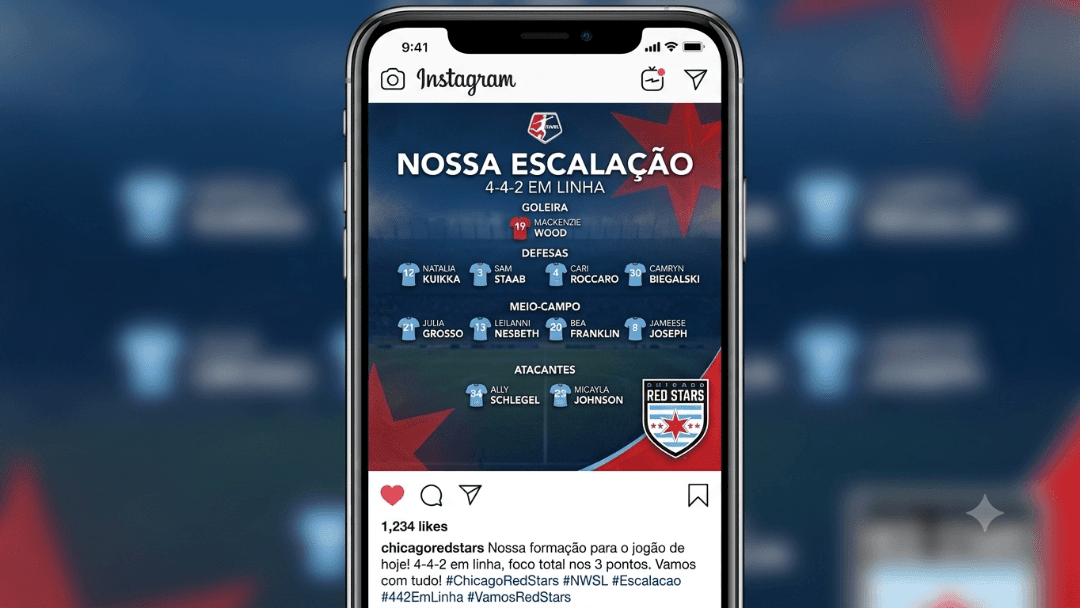 Foco total no próximo desafio! O time está escalado no 4-4-2 em linha, pronto para buscar a vitória contra o NC Courage no SeatGeek Stadi…