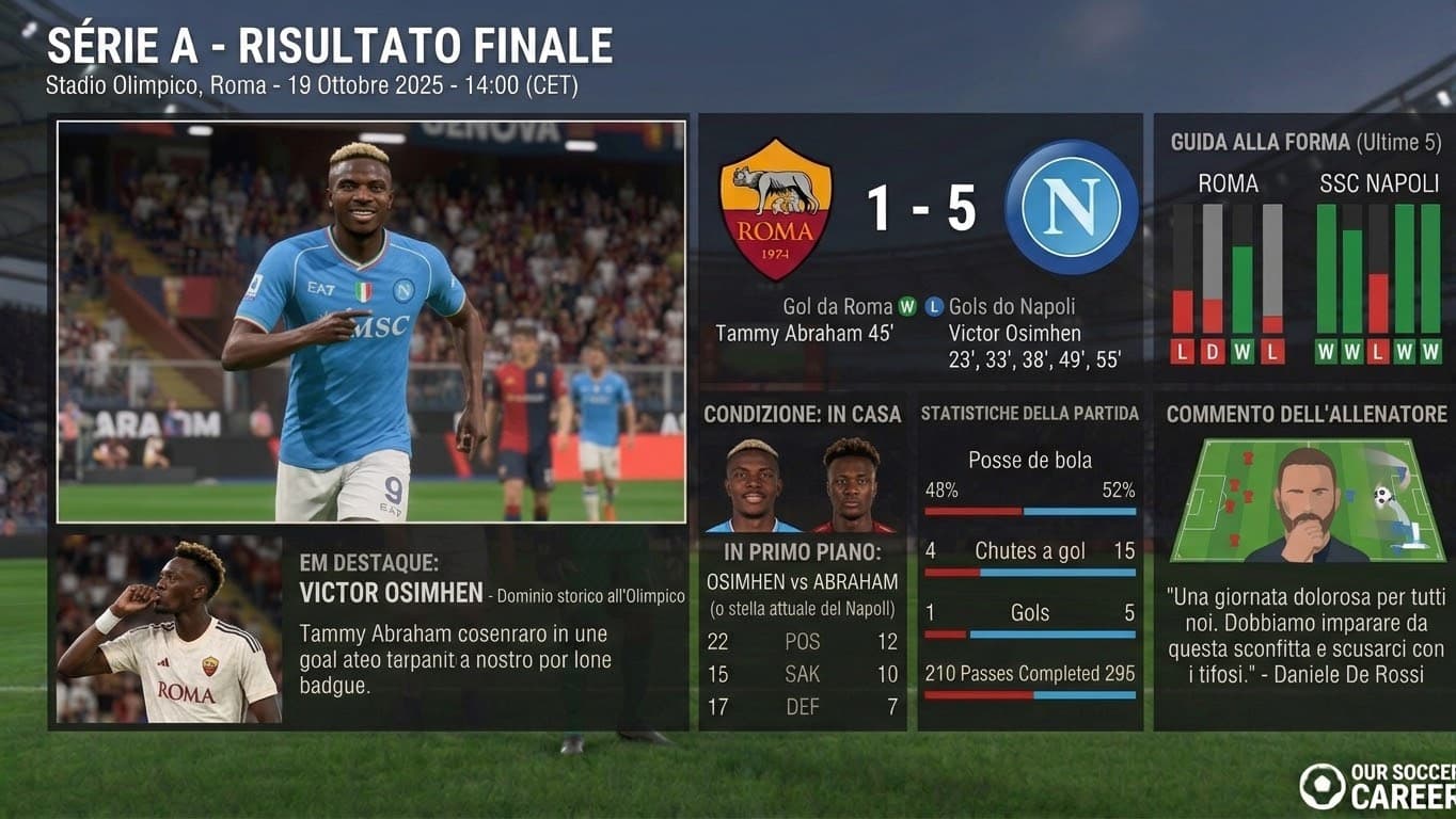 Giornata da dimenticare all'Olimpico. La Roma cade pesantemente in casa contro il Napoli per 1-5. L'unico acuto giallorosso porta la firm…