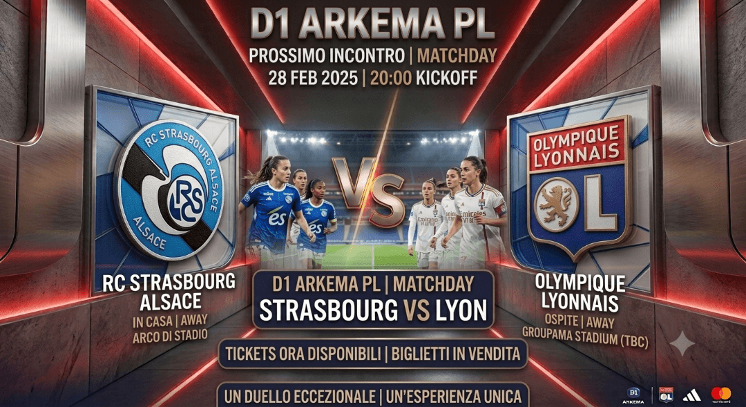 Pronti per la prossima sfida! 🔥 Il 28 febbraio alle 20:00, l'Olympique Lyonnais affronta l'RC Strasbourg Alsazia in una partita imperdib…