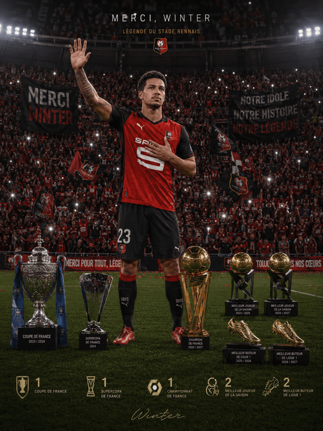 Merci Legend O Time do Rennes aposenta a camisa 23