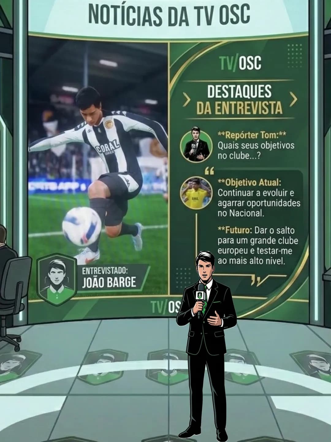 📡Tv OSC está no ar! Em entrevista com {@}[joaobarge_](6a9d6c3c07f7c9e7971e6d4a) o craque fala um pouco de seu atual momento e seus plano…