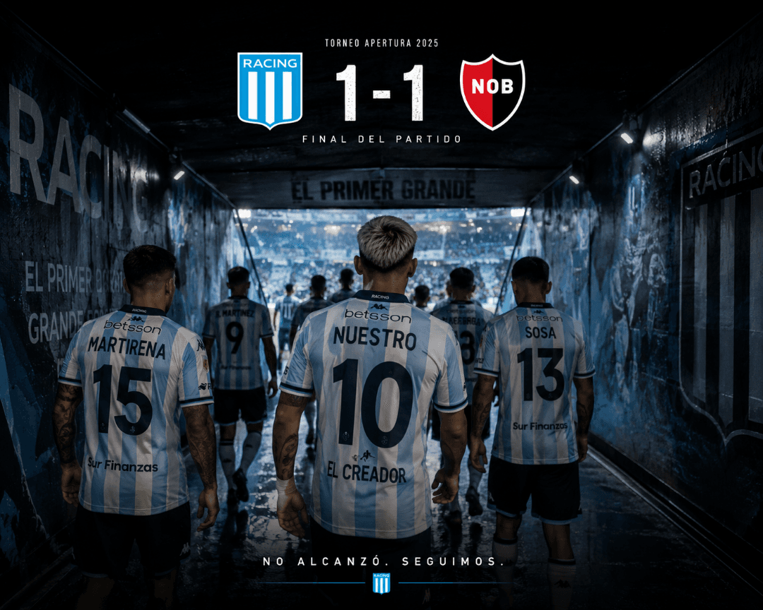 FINAL DE PARTIDA 🔥🔥🔥 1-1 um empate do racing com um gol La máquina nuestro Agora o foco dos atletas é conquista a vitória no próximo j…
