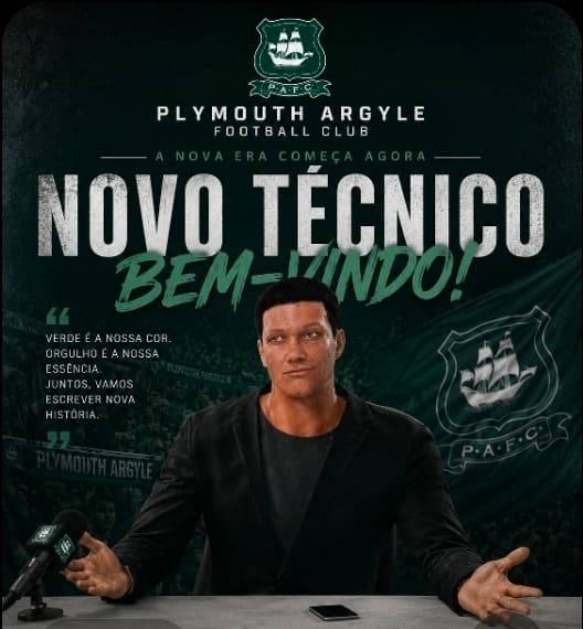 Lucas é anunciado como novo técnico do Plymount Argyle