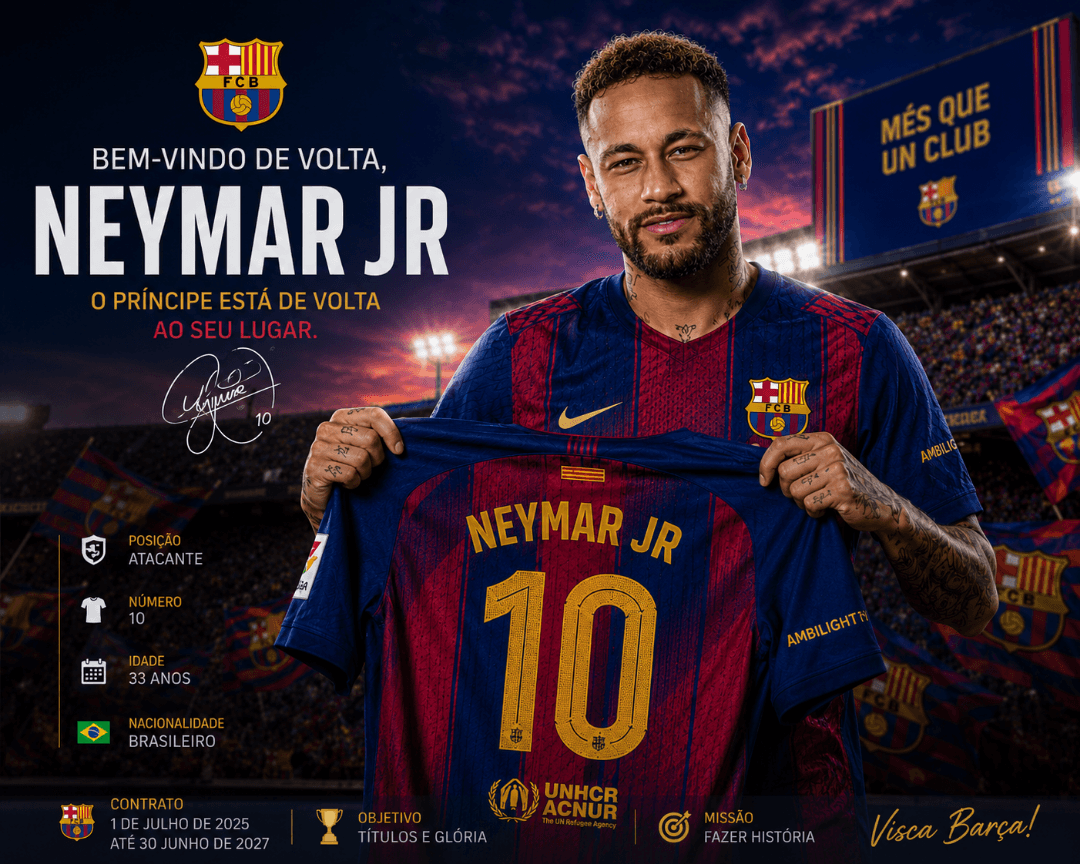 Neymar da Silva Santos Junior está de volta ao Barcelona para sua última dança