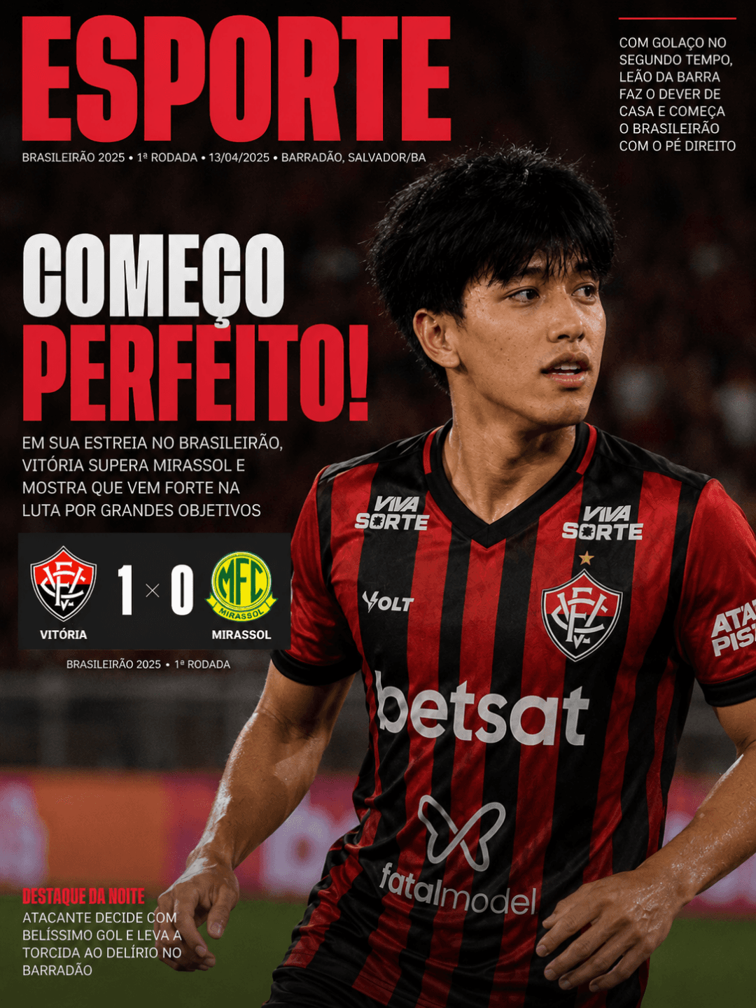 Estou muito feliz em marcar um gol na minha estreia⚽️ +3 pontos @EC Vitória🔴⚫️