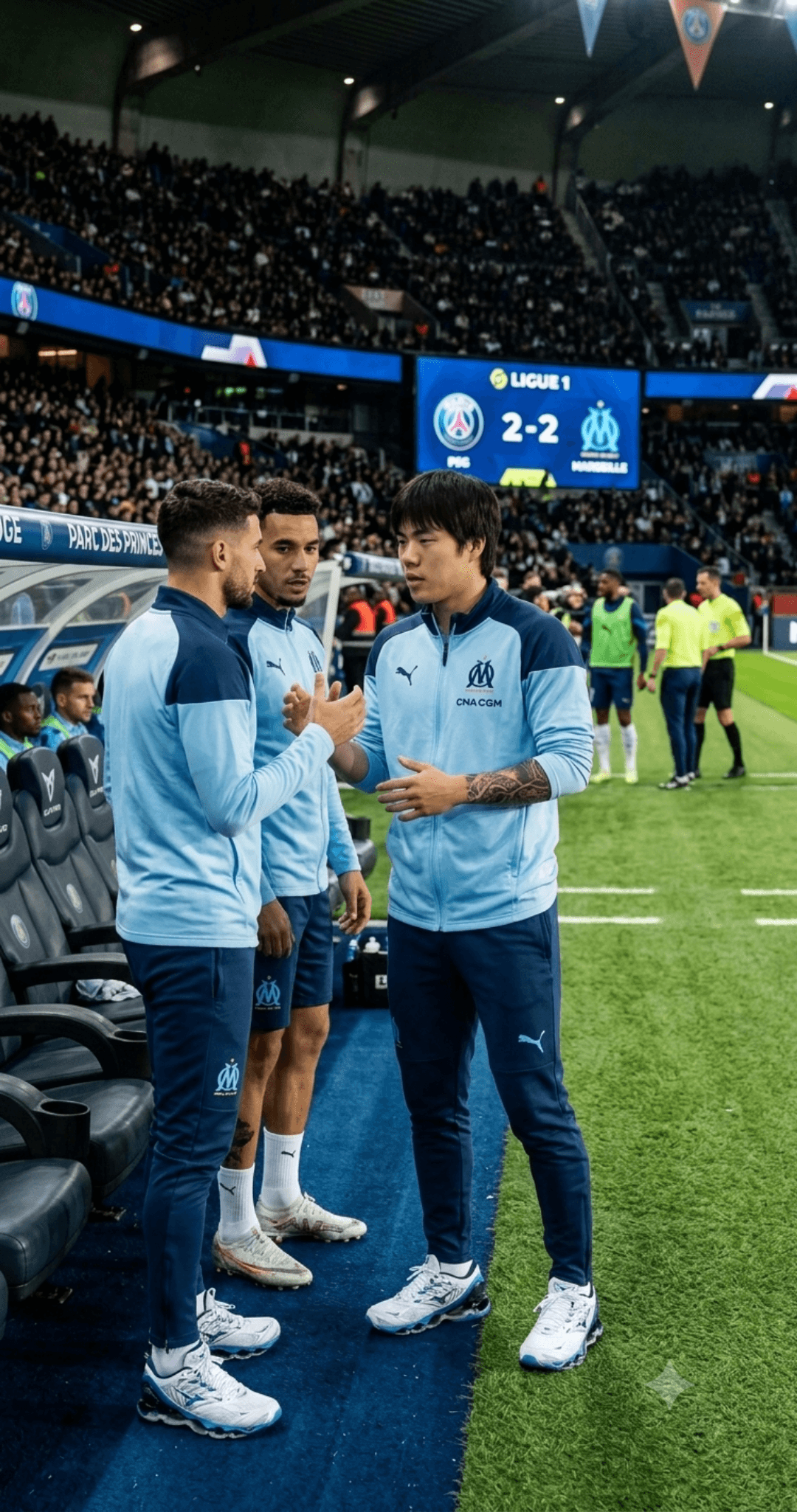 Ligue 1, PSG 2x2 Marseille. Não joguei a esta partida por conta da lesão, más nao deixei de comparecer para apoiar meus companheiros de e…