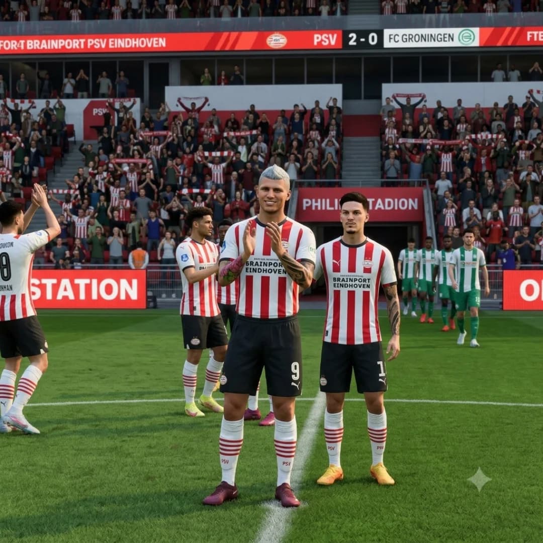 FULL TIME! ⏱️🔥 PSV vence o FC Groningen por 2–0! ⚽ 14' — Isaak 🇧🇷 ⚽ 78' — Denis Man 🇷🇴 Mais três pontos na Eredivisie! 🔴⚪💪