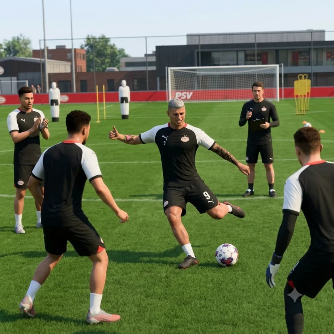Mais um dia de trabalho concluído. 💪🔴⚪ Isaak liderou a intensidade no CT do PSV, ajustando finalizações e movimentos ao lado do elenco.…