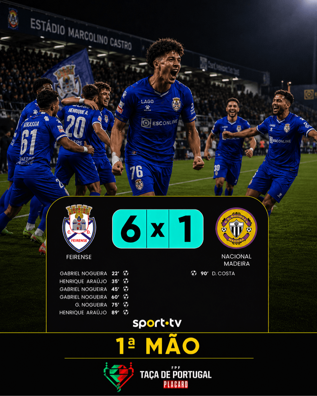 Os feirenses levaram a melhor na primeira e conquistaram uma vantagem gorda e estão a 90 minutos de ir para a grande final da Taça de Por…