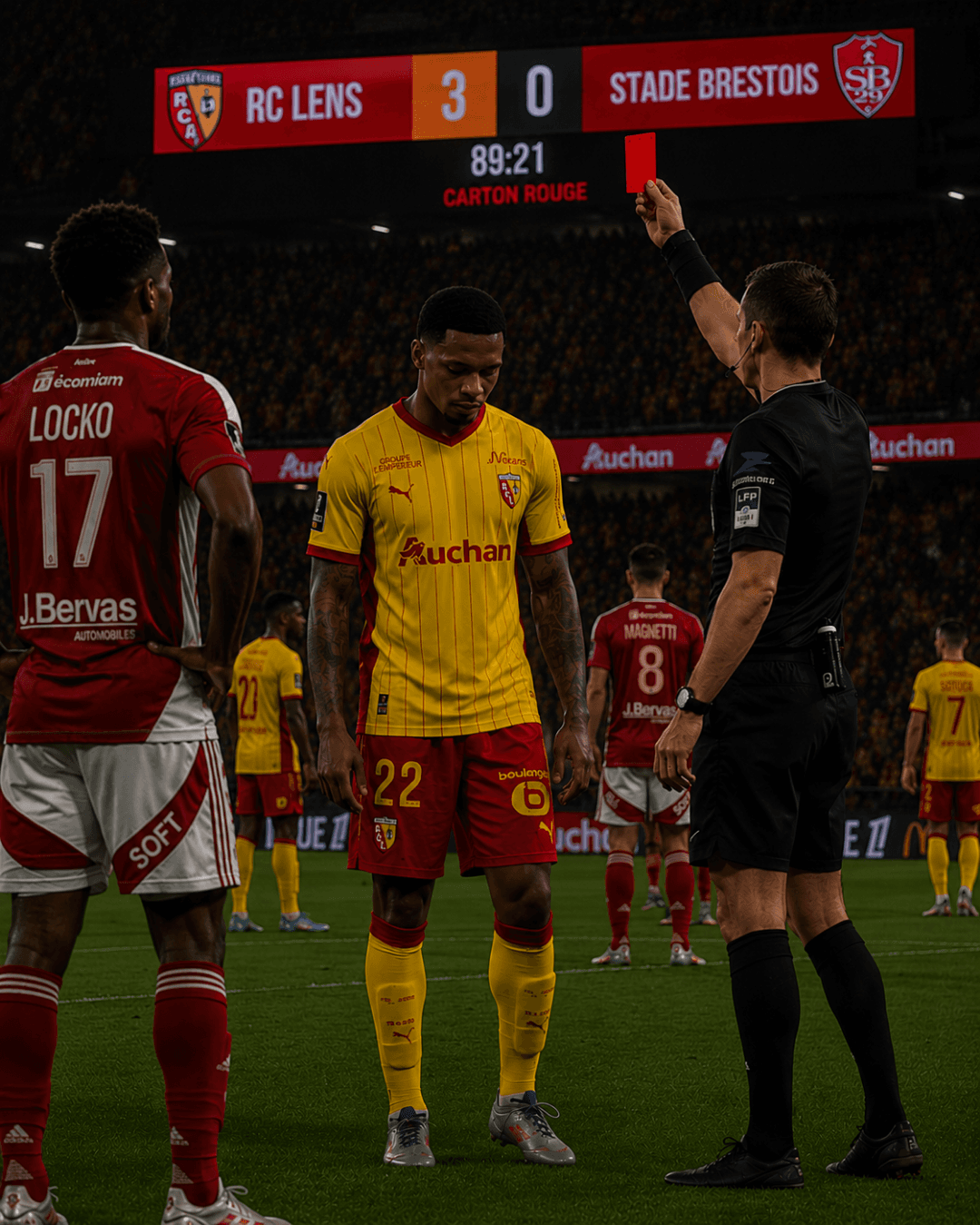 Mais uma pelo RC Lens! ❤️💛 Entrei aos 55', substituindo Saud, contra o Stade Brestois 29, com o placar em 1 a 0. Aos 60', sofri a falta …