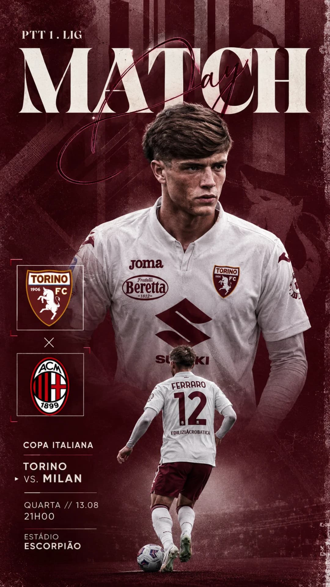 Jogo pelas quartas de finais da copa italiana🔥🔥🇮🇹🐂