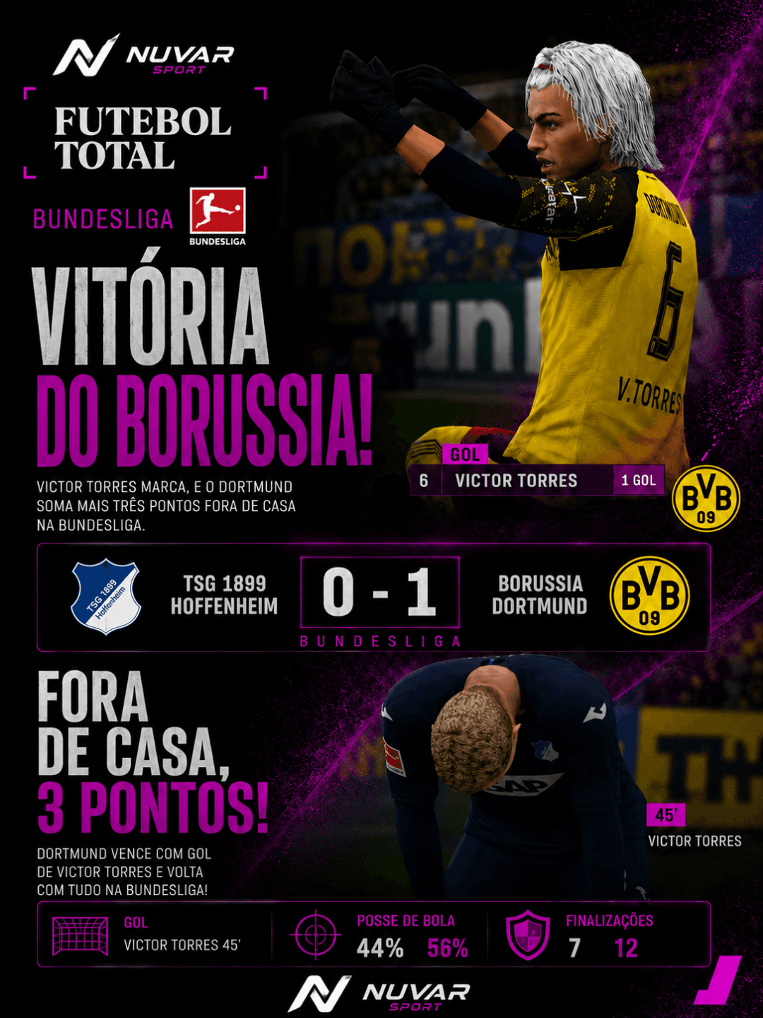 TEM DECISÃO? CHAMA O TORRES! O camisa 6 apareceu no momento certo e garantiu mais uma vitória do Borussia Dortmund na Bundesliga.