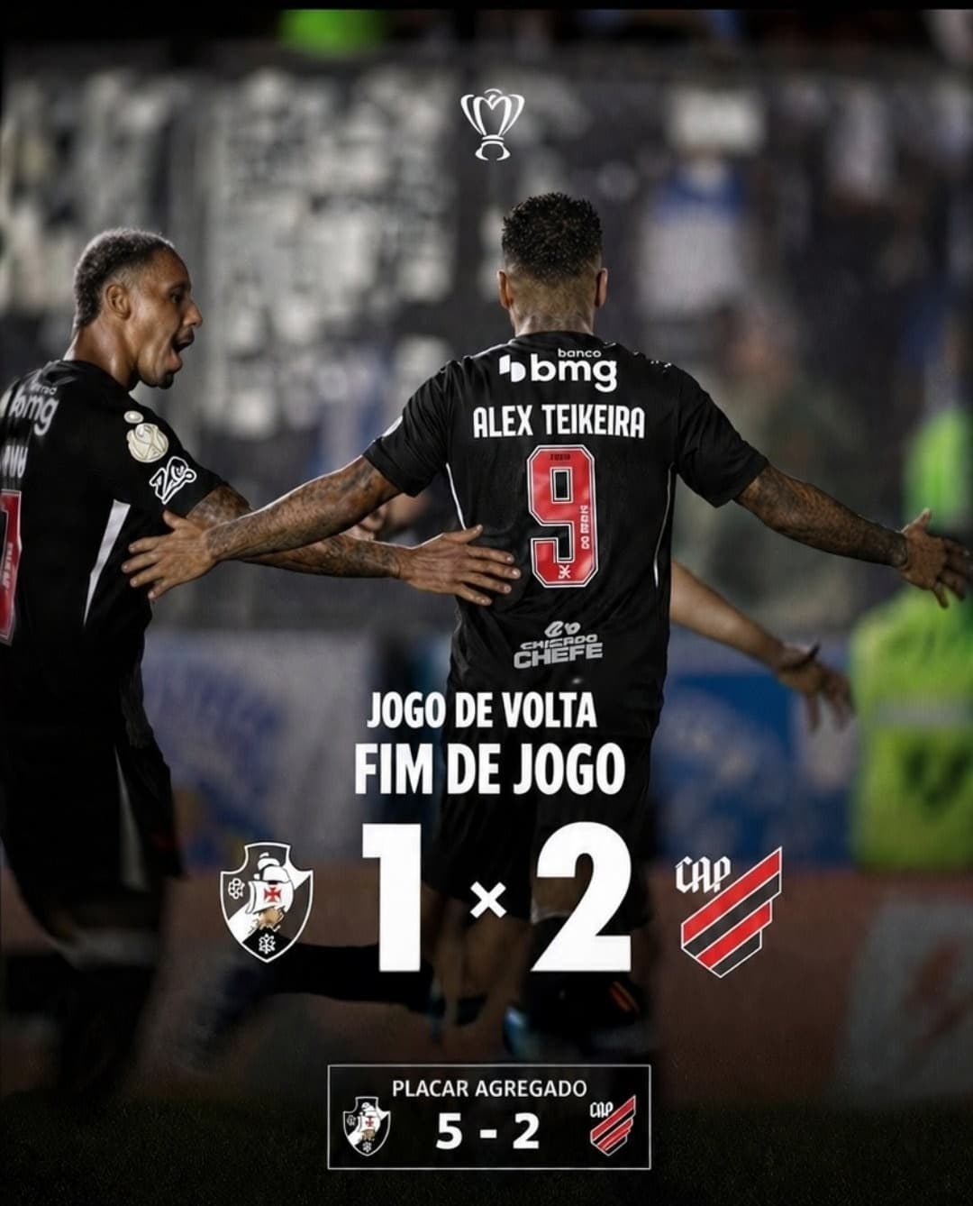 Fim de jogo. Perdemos mas ainda estamos classificados pelo agregado (5×2) Vamos vascão 🖤🤍
