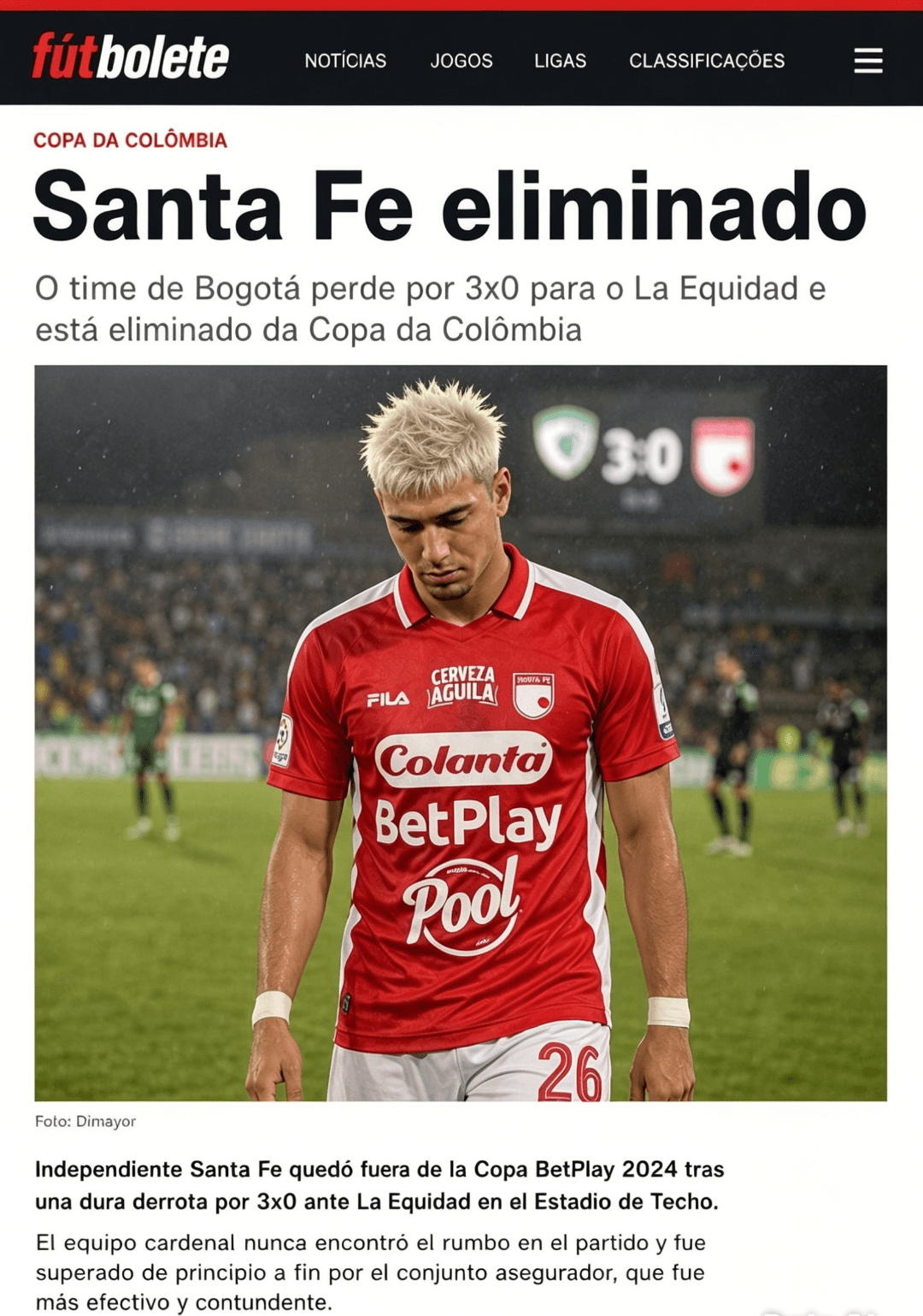 O time capitalino sofreu uma amarga eliminação em casa. O La Equidad avança as quartas de finais após vitória por 3x0 no El Campím. Os co…