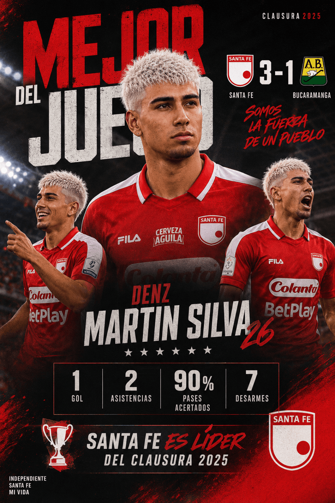Estou muito feliz com uma ótima atuação e principalmente por estar ajudando minha equipe. Seguimos por um objetivo🏆 Los leones cardinale…