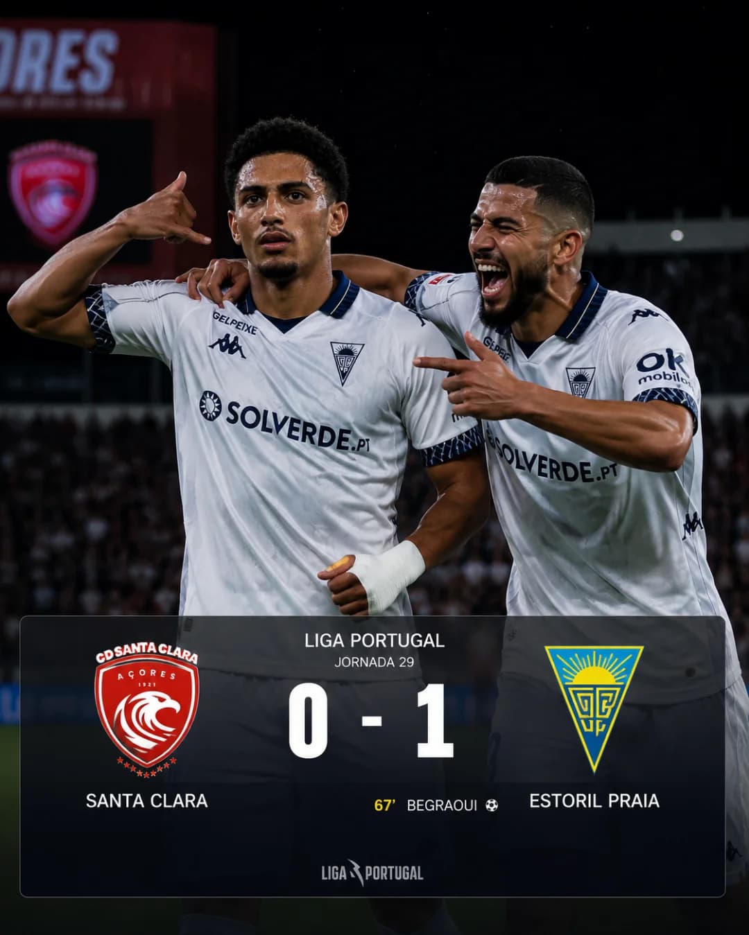 Mais três pontos fora de casa! 🇵🇹🤍 Jogo difícil, decidido nos detalhes. O gol foi do Begraoui, mas a vitória é de todo o grupo. Seguim…