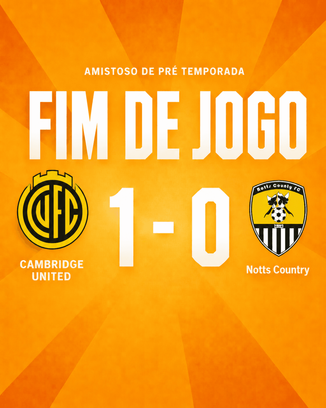 VAMOO! CAMBRIDGE UNITED GANHA DE 1 A 0 EM CIMA DO NOTTS COUNTRY, COM UM GOL DO APPÉRRÉ NOS 9 MINUTOS DE JOGO!