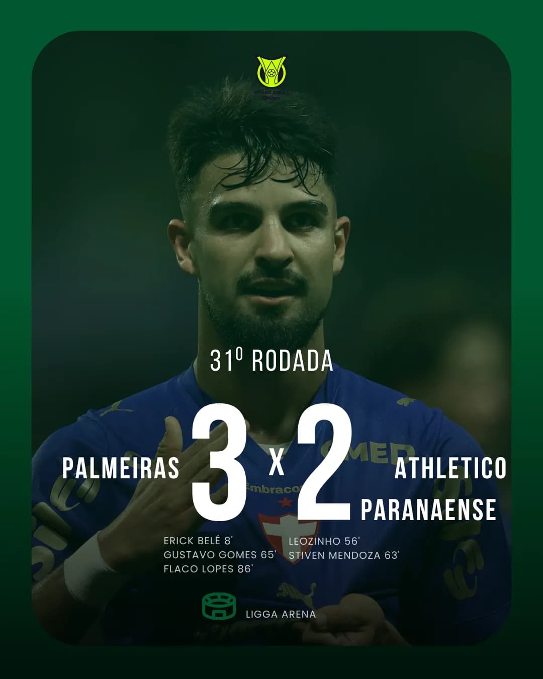Mais uma vitória dramática no campeonato brasileiro e 4 pontos de diferença do vice líder!
