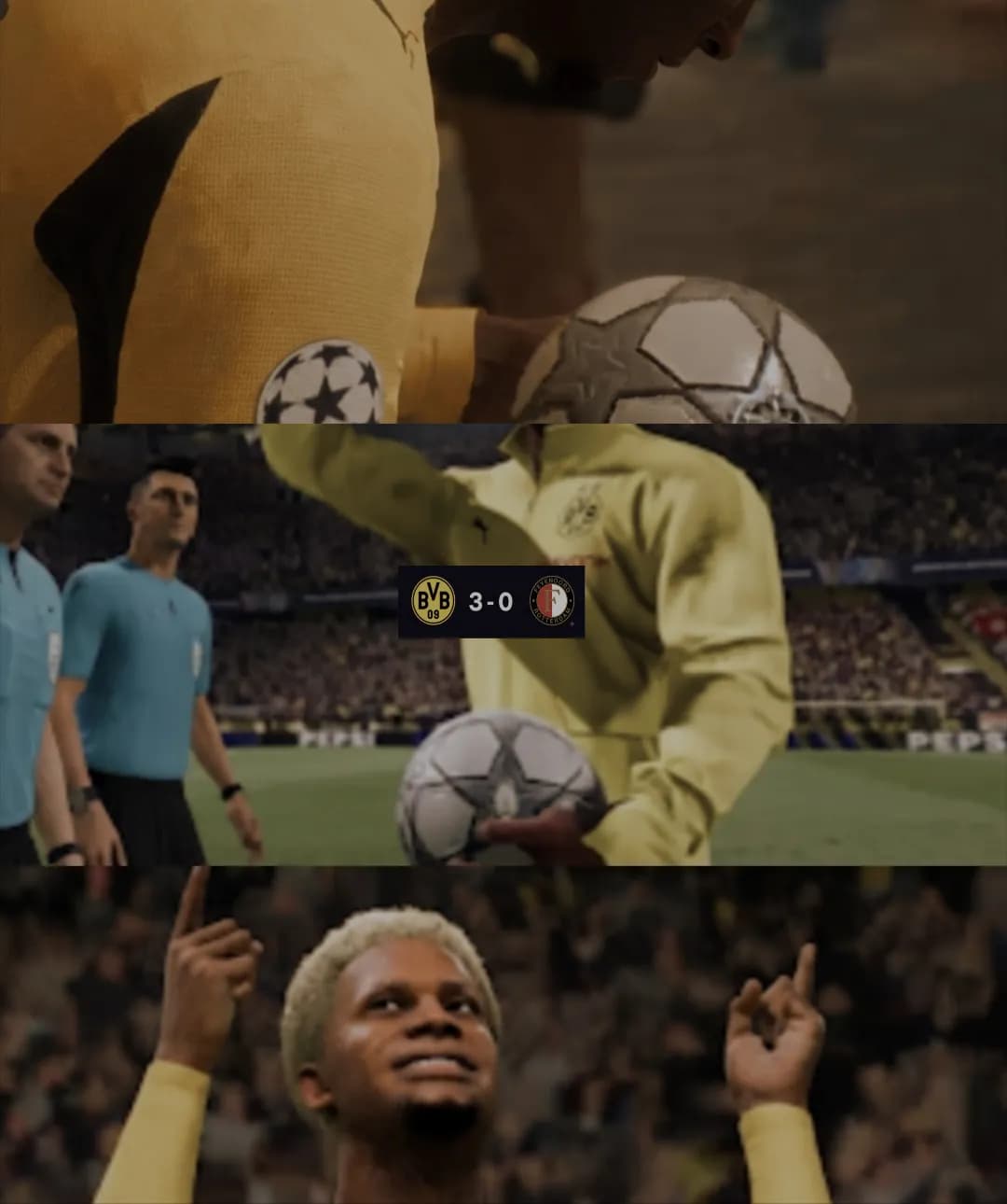 first hat trick in the champions league in my career, thanks God 🙌