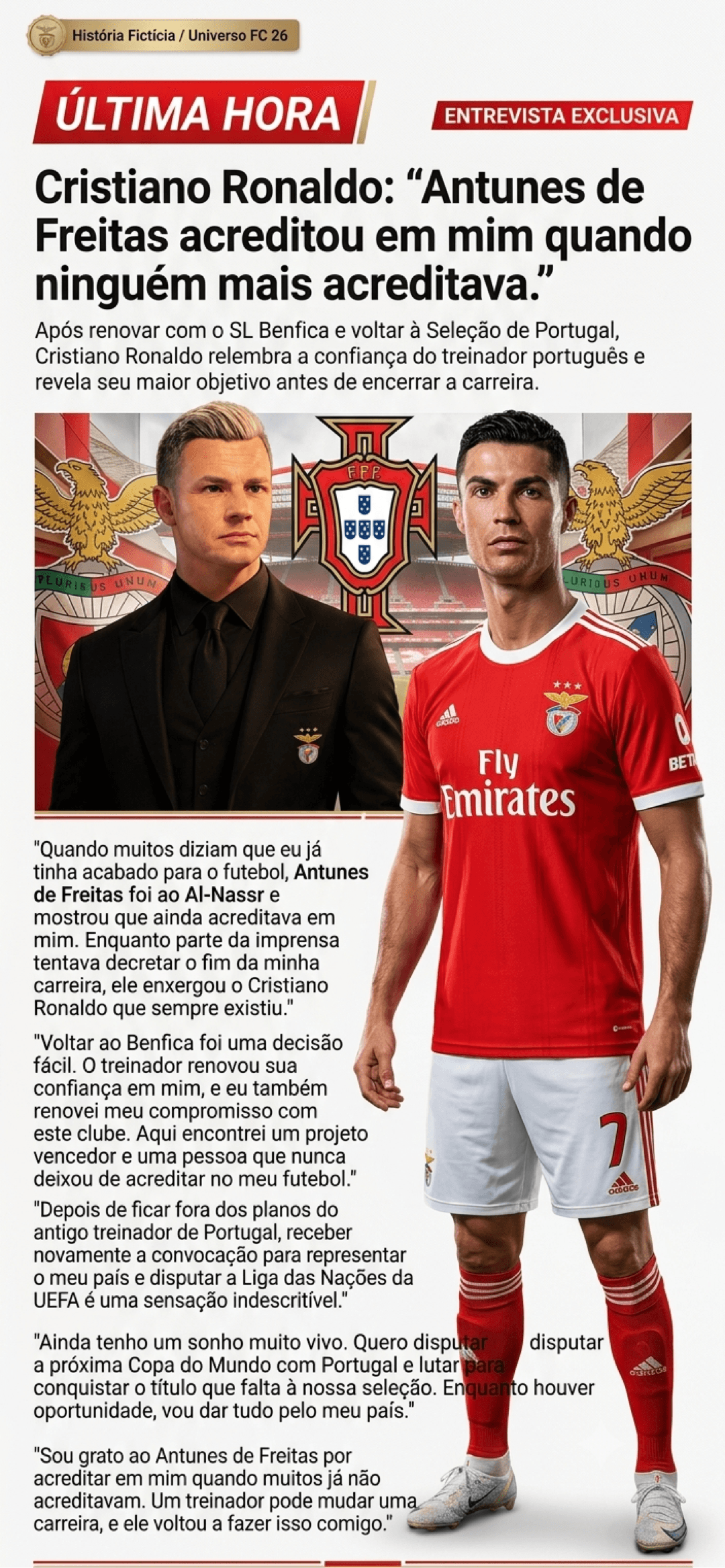 Obrigado {@}[Antunes de Freitas](6a4eb663fc71238d65e1f5c4) a confiança que se estende do Benfica a seleção de Portugal 🇵🇹