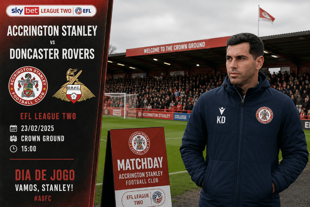 Accrington Stanley x Doncaster Rovers (23/2/25) Após alguns dias de treino chegou o dia da estreia de Doherty contra o Doncaster Rovers e…