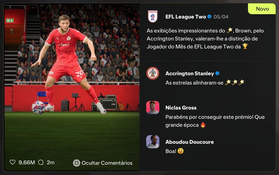 Craque🔥⚪️🔴 Grandes exibições de Charlie Brown renderam-lhe o prémio melhor jogador do mês de abril da EFL League Two.