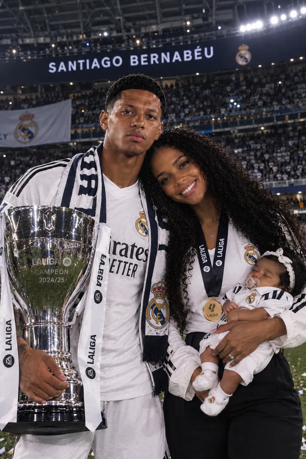 🏆🤍 Um momento inesquecível ao lado da minha família. Celebrando juntos uma temporada especial, dentro da nossa casa, no Santiago Bernab…