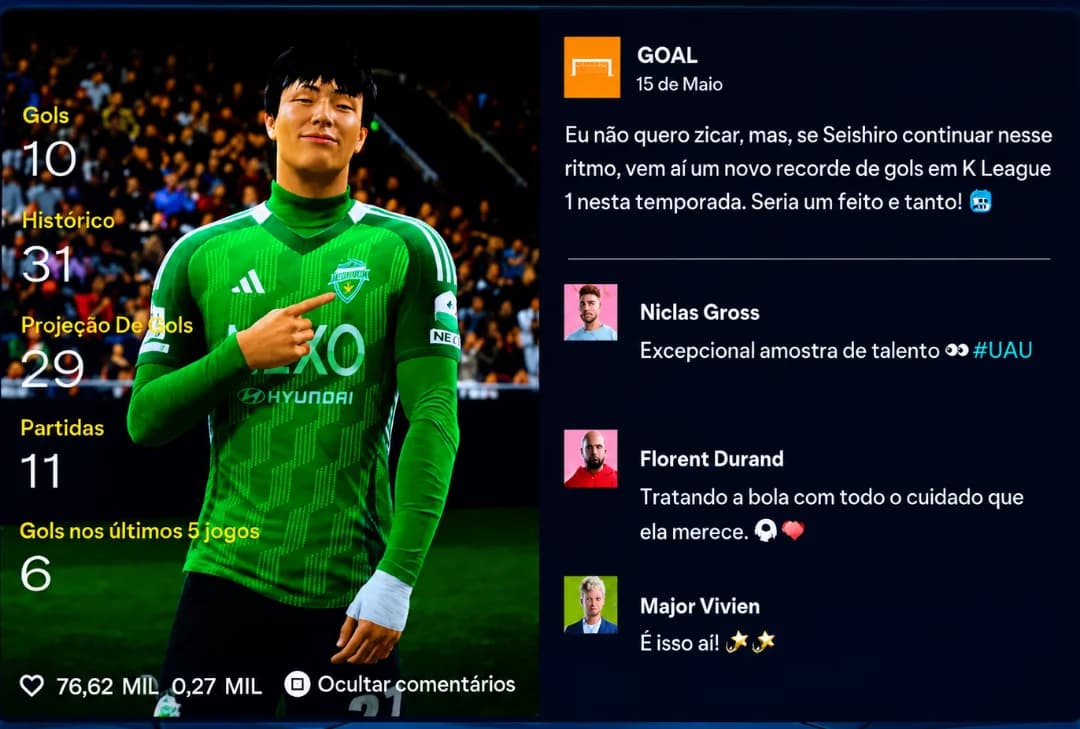 Últimas notícias 🚨: Cheguei pra ficar !!🙏🏻😝 10 gols em 11 jogos, em busca do recorde do campeonato (31 gols)
