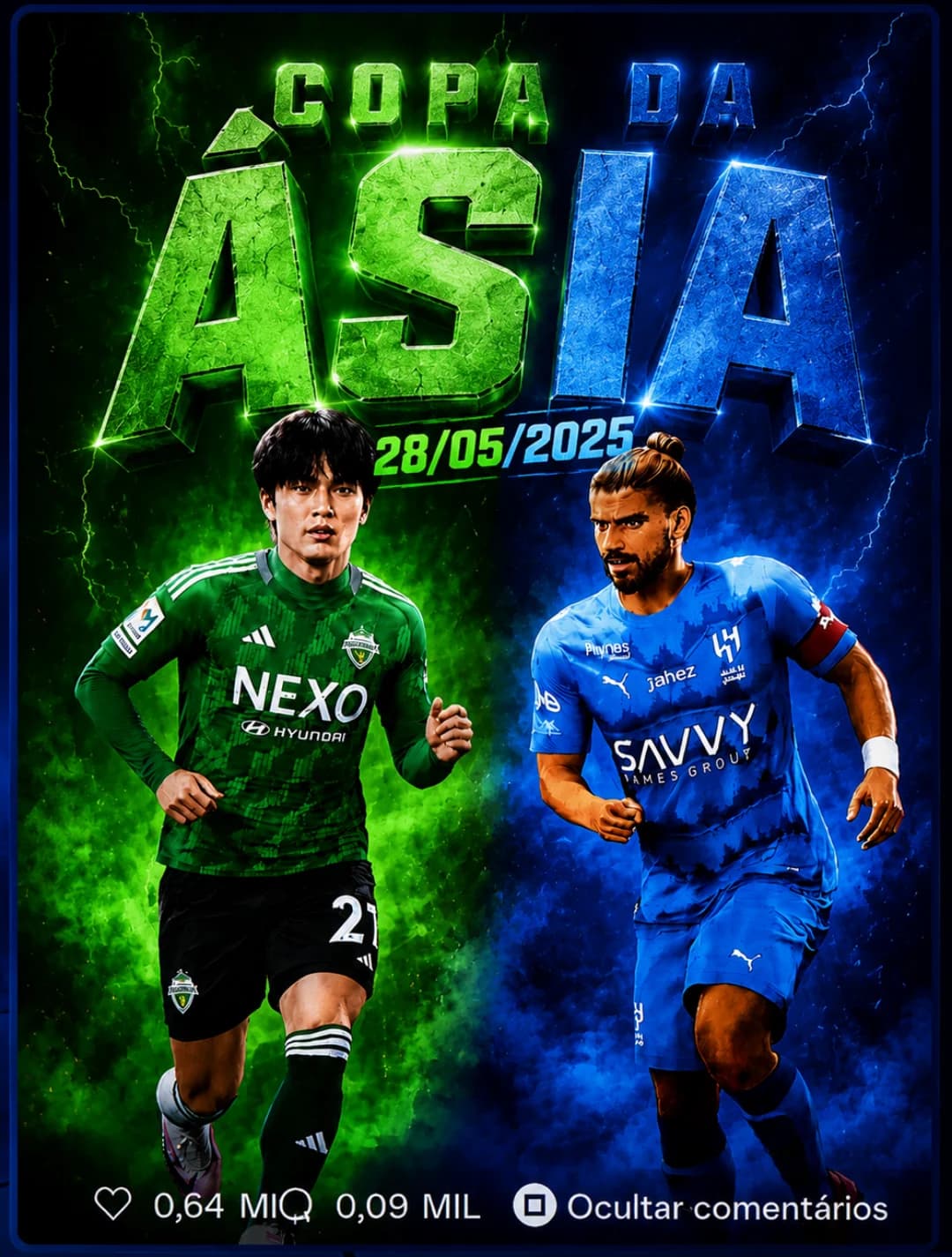 Motors Jeonbuk X Al Hilal 💚 Copa da Ásia 💚 20:00 ❤️ Vamos pelo resultado, que Deus nos abençoe!!💚💚