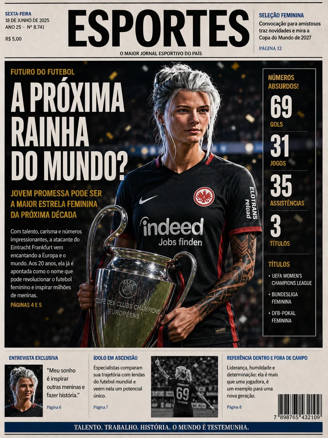 "A PRÓXIMA RAINHA DO MUNDO?" Com 69 gols, 35 assistências e 3 títulos em 31 jogos, Júlia Feitoza, de 20 anos, é apontada como o futuro do…