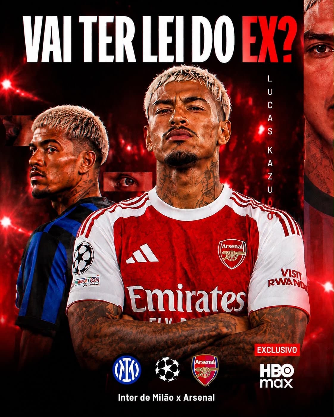 Lucas Kazuo reencontra a Inter de Milão, agora vestindo a camisa do Arsenal. Em noite de Champions League, o passado e o presente ficam f…