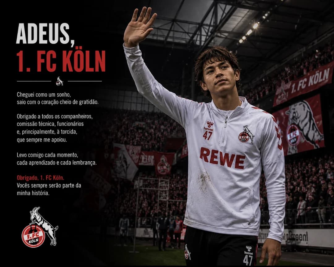 Obrigado por tudo, 1. FC Köln. ❤️🤍 Hoje me despeço do clube que acreditou em mim e me deu a oportunidade de viver o sonho de estrear no …