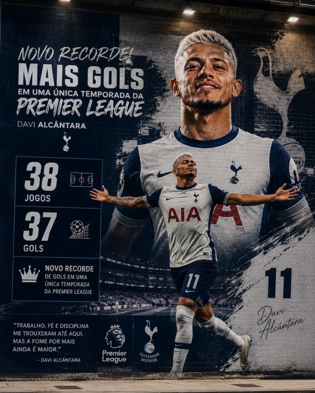 Davi Alcântara fez história: com 37 gols em 38 jogos, bateu o recorde de mais gols em uma Premier League. O brasileiro ainda foi o artilh…