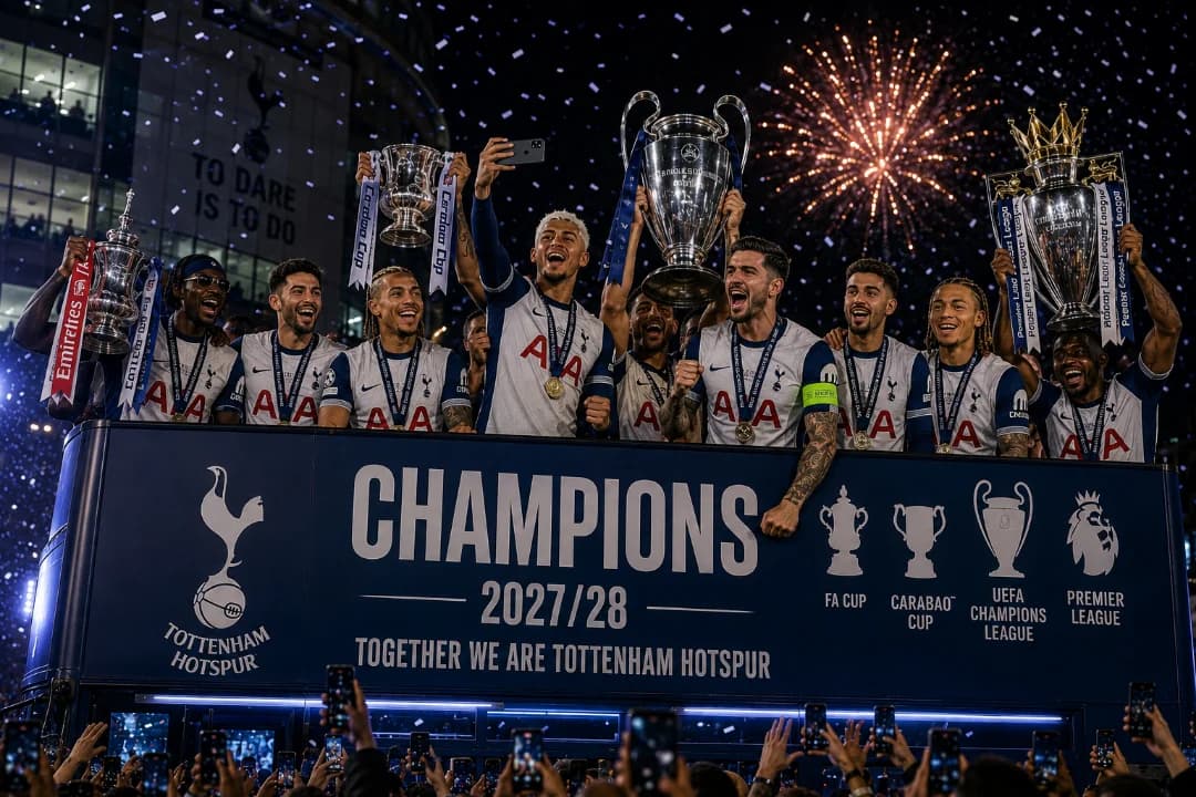 Histórico! O Tottenham entrou para a eternidade ao se tornar o primeiro clube inglês a conquistar Champions League, Premier League, FA Cu…
