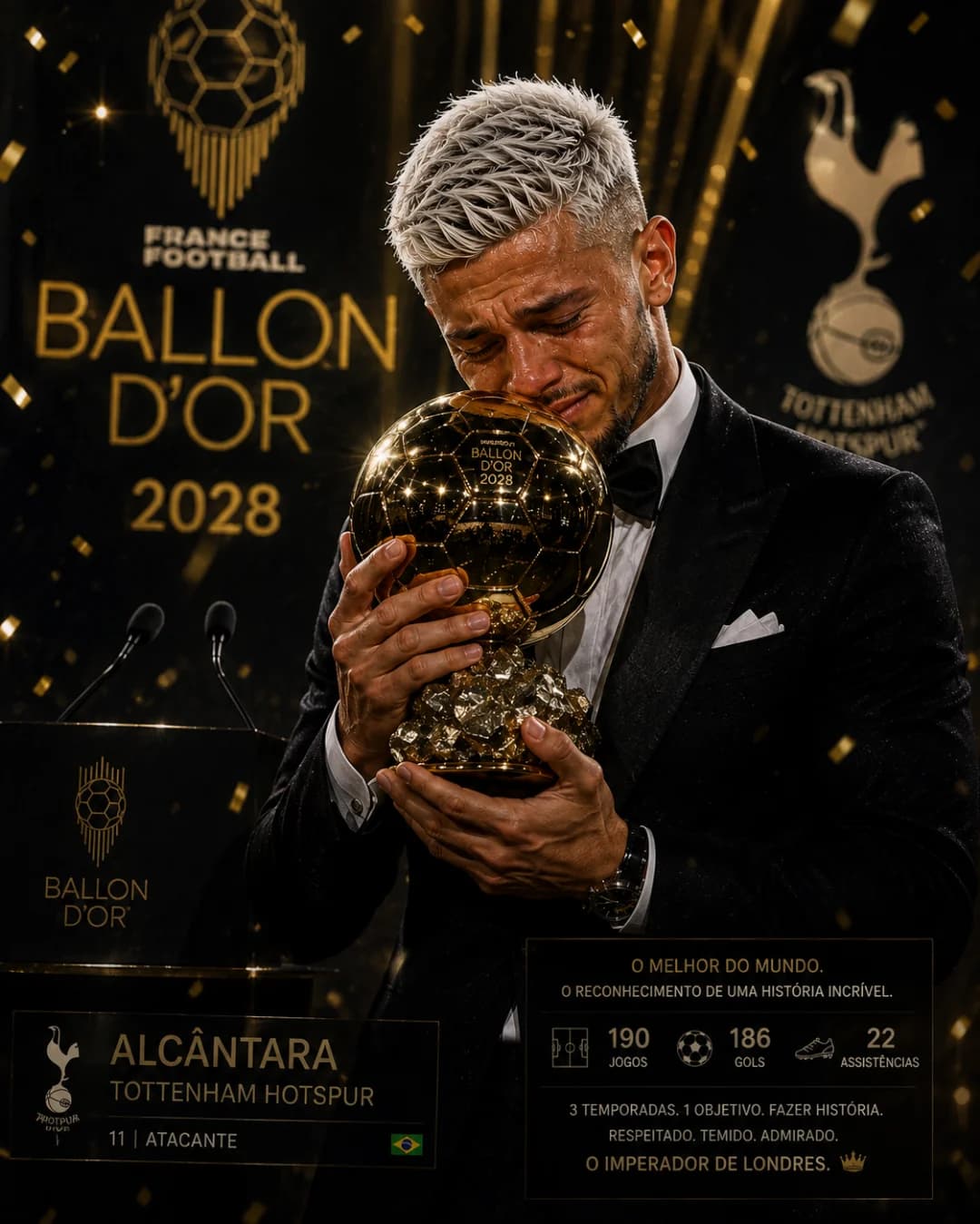 Esperei muito por esse momento. Lutei por anos para conquistar a Bola de Ouro e me tornar o melhor do mundo. Sou grato por tudo que vivi …
